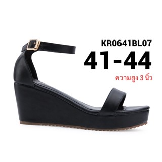 รองเท้าไซส์ใหญ่ 41-44 EU ส้นเตารีดไซส์ใหญ่ สูง 3 นิ้ว สีดำ CHOWY KR0641BL07