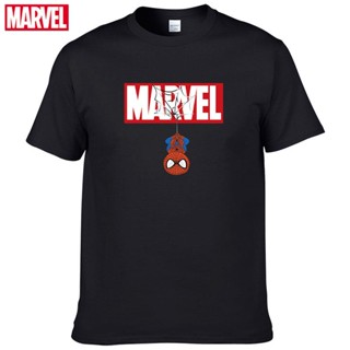 เสื้อยืดแขนสั้นเสื้อยืด ผ้าฝ้ายแท้ 100% พิมพ์ลาย Marvel The Avengers Spider Man ระบายอากาศ ใส่สบาย แฟชั่นฤดูร้อน สําหรับ