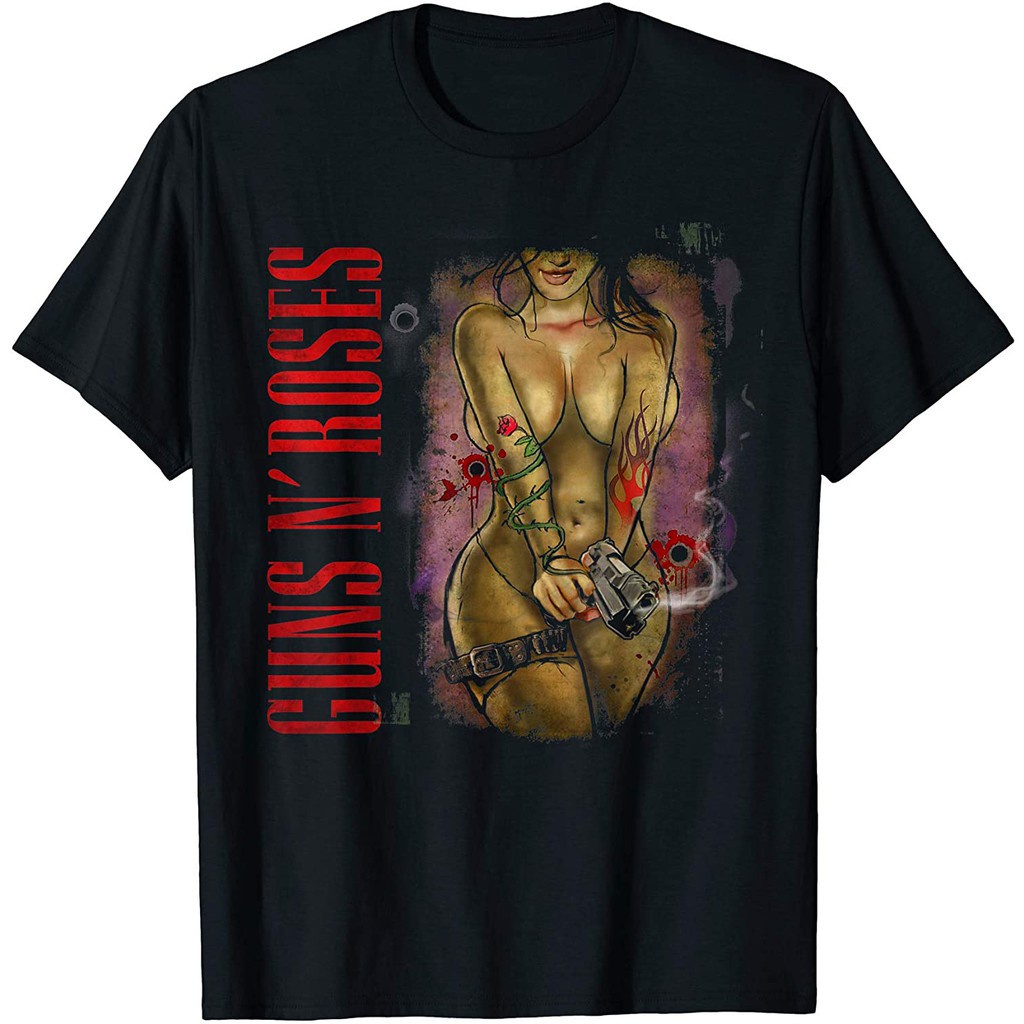 Guns n 'Roses คอกลม Cotton Gunslinger Distressed Korean t-shirt