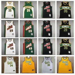 ขายดี ทีม Supersonic No. เสื้อกีฬาบาสเก็ตบอล ปักลาย 34 Ray Allen 40 Kemp 35 Durant สไตล์เรโทร 20 ชิ้น 981476