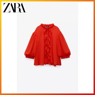 Zara ใหม่ เสื้อเชิ้ต แบบโปร่งแสง แฟชั่นฤดูใบไม้ผลิ สําหรับผู้หญิง