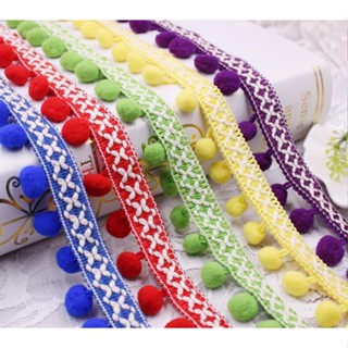 1 Yard Ribbon Pom Pom Ball Bobble Tassel Fringe Trim DIY Trim Garment Sewing Accessories LY