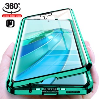 เคส Honor X9a 5G 360° เคสโทรศัพท์มือถือแบบแก้ว ฝาพับแม่เหล็ก สองด้าน สําหรับ HonorX9a Honor X9a X9 a X 9a 5G RMO-NX1 6.67 นิ้ว