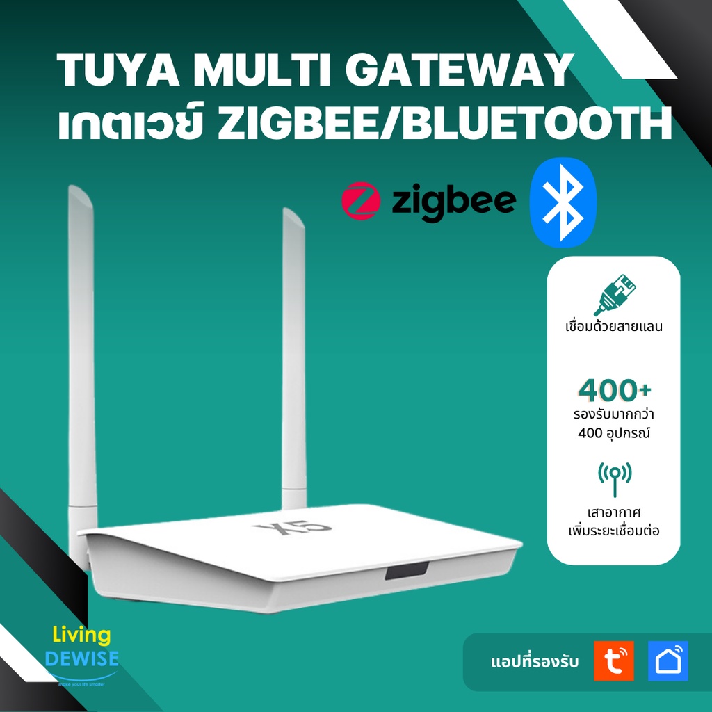 Tuya เกตเวย์ Multi-Mode Gateway (X5) แบบต่อสายแลน สำหรับเชื่อมต่ออุปกรณ์ Zigbee และ Bluetooth