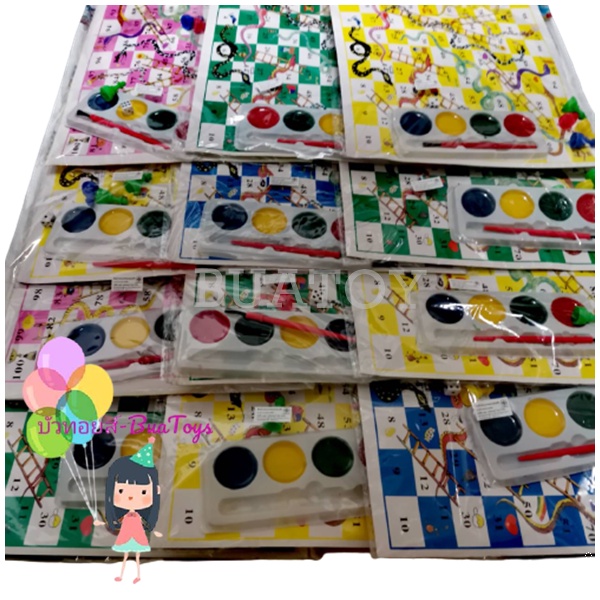 เซ็ตละ 12 ชิ้น ของเล่น ระบายสี มีจานสี บันไดงู  มีทั้งฝึกระบายสี และ เกม บันไดงู ของเล่นเด็ก