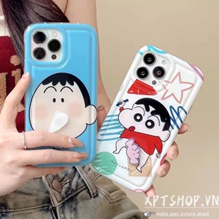 เคสโทรศัพท์มือถือแบบนิ่ม กันกระแทก ลายช้างชินจัง หมุนได้ สําหรับ iPhone14 14Plus 13 12 11 Pro Max XR IX