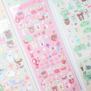 Peach 1Pcs Large size Bear series Glitter sticker Journal Scrapbook Decor Sticker