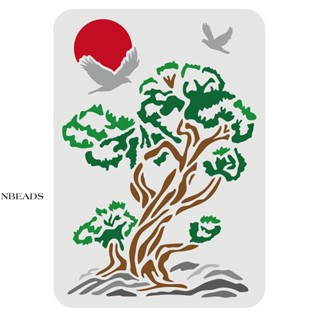 1pc  Japan Pine Sun Painting Stencil 29.7x21cm Reusable Pine Tree Drawing Stencil Flying Birds Painting Template Sun Stencil for Painting on Wall Wood Furniture Fabric and Paper