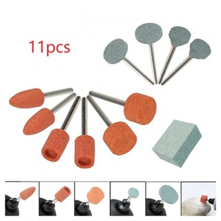 11pc Abrasive Mounted Stone 3mm Shank Grinding Head Stone Wheel For Rotary Tools