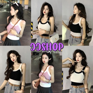 JJ shop 💜พร้อมส่ง  เสื้อกล้าม ผ้าไหมพรม มีกระดุมให้ด้านหน้า 2ฝั่งมี 2แบบลายทางและพื้น"27013" -N