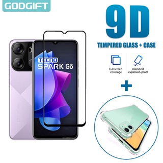 Godgift 2 in 1 ฟิล์มกระจกนิรภัยกันรอยหน้าจอ ซิลิโคน กันกระแทก สําหรับ Tecno Spark Go 2023 Spark 9 8 7 Pro 8P 8C 8T 7P 7T 6 5 Air Go