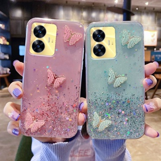 เคสโทรศัพท์มือถือ ซิลิโคนนิ่ม ใส ลายผีเสื้อ กลิตเตอร์ สําหรับ Realme C55 NFC 2023 RealmeC55