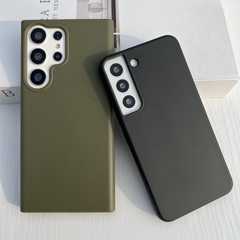 SAMSUNG ฟางข้าวสาลี วัสดุกองทัพ เคสกันกระแทกนุ่ม สําหรับ S25/S25Plus/S25Ultra/S21/S21Plus/S21Ultra/S22/S22Ultra/S22Plus/S23/S23plus/S23Ultra/S24Ultra/A52/A53