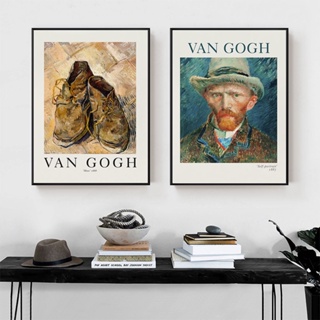 รองเท้าผ้าใบ พิมพ์ลาย Van Gogh สไตล์โมเดิร์น สําหรับตกแต่งบ้าน ห้องนั่งเล่น