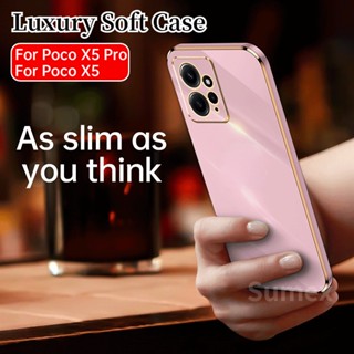 เคสโทรศัพท์มือถือแบบนิ่ม TPU กันกระแทก ทรงสี่เหลี่ยม หรูหรา สําหรับ Xiaomi Pocox5 POCO X5 Pro 5G Mi Pocox5pro 22101320G 22111317Pg กองทุนป้องกันกล้อง