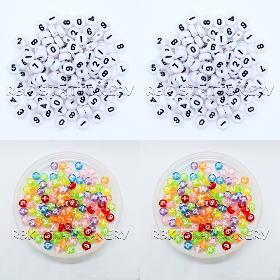 ลูกปัดตัวเลข กลมแบน คละสี 20g/ห่อ ลูกปัด DIY อุปกรณ์ร้อยลูกปัด อุปกรณ์ร้อยสร้อยข้อมือ