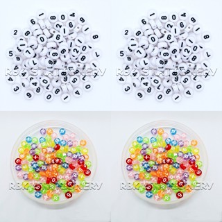 ลูกปัดตัวเลข กลมแบน คละสี 20g/ห่อ ลูกปัด DIY อุปกรณ์ร้อยลูกปัด อุปกรณ์ร้อยสร้อยข้อมือ
