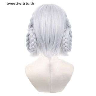 Trtu วิกผมคอสเพลย์ Genshin Impact Kamisato Ayaka 30 ซม. สีเงิน สีฟ้า