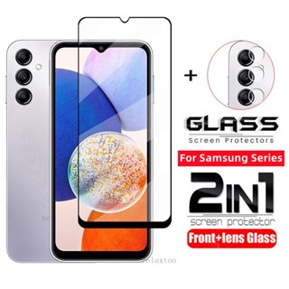 2 IN 1 Tempered Glass For Samsung Galaxy A34 A54 A24 A14 5G 4G 2023 Full Curved Screen HD Clear Lens Protector Back Camera Front Film