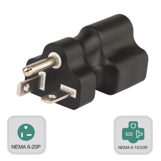 R* อะแดปเตอร์แปลง Nema 6-20P เป็น 6-15 20R AC 6-20P ตัวผู้ 3Pins เป็น 6-15 20R