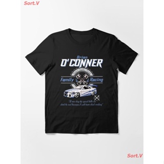 เสื้อยืดแขนสั้นเสื้อยืดลำลองSort.V CAR Brian OConner Family Racing Fast And Furious Tribute Essential T-Shirt เสื้อยืดพ