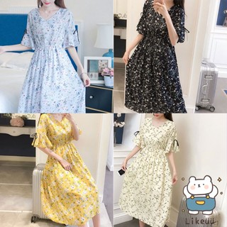 เดรสชุดคลุมท้องลายดอก เดรสคนท้องราคาถูก เดรสสำหรับผู้หญิงตั้งครรภ์ เดรสคนท้อง