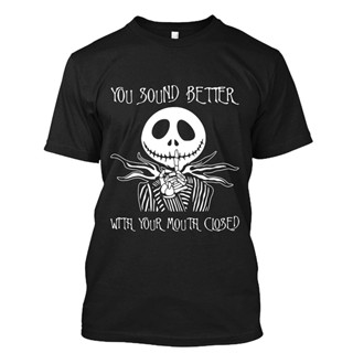 [S-5XL]มาใหม่ เสื้อยืดลําลอง แขนสั้น พิมพ์ลายอนิเมะ Gothic Jack Skellington Nightmare You Sound Better With Your Mouth ส