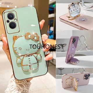 เคส Oppo Reno 8Z เคส Oppo Reno4 SE Casing Oppo Reno5 Pro Plus Cases Oppo Reno 2Z Case Oppo Reno 2F Case Oppo Reno 5K Case Oppo Reno 7Z Case Cute Anime Cartoon Vanity Mirror Hello Kitty Holder Phone Cover Case With Metal Sheet TK โทรศัพท์มือถือ