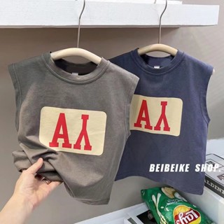 พร้อมส่ง ขายดี เสื้อยืดแขนกุด ผ้าฝ้าย 100% พิมพ์ลาย สไตล์เกาหลี ญี่ปุ่น แฟชั่นฤดูร้อน สําหรับเด็กผู้ชาย 2023