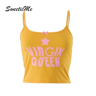 Sweeticme ใหม่ เสื้อสายเดี่ยวลําลอง เข้ารูป พิมพ์ลายตัวอักษร เซ็กซี่ เข้ากับทุกการแต่งกาย แฟชั่นสําหรับสตรี 2023