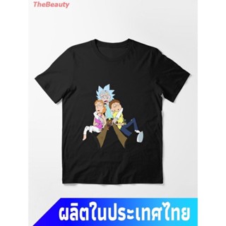 เสื้อยืดผ้าคอตตอน เสื้อไม่ต้องรีด เสื้อยืดผ้าฝ้าย แขนสั้น เสื้อยืดคอกลมแขนสั้น ถูกสุดๆ การ์ตูนอเมริกัน ริกกับมอร์ตี้ แขน