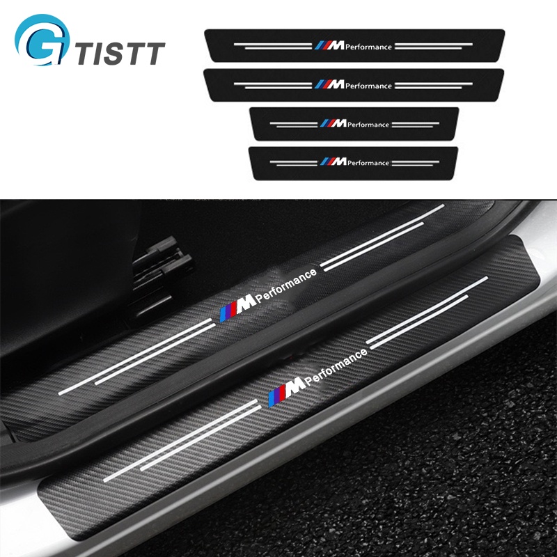 GTISTT สำหรับ BMW M 4ชิ้น กันรอยประตูรถยนต์ คาร์บอนไฟเบอร์ แผ่นกันรอยประตูรถยน สติ๊กเกอร์ติดรถ สำหรั