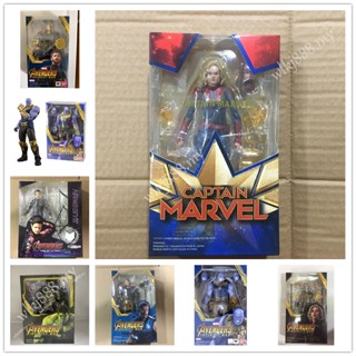 Shf โมเดลฟิกเกอร์ Avengers Hawkeye Black Widow Captain Americae Thanos Hulk Captain Marvel Thor Change Face Articulado ของเล่นสําหรับเด็ก