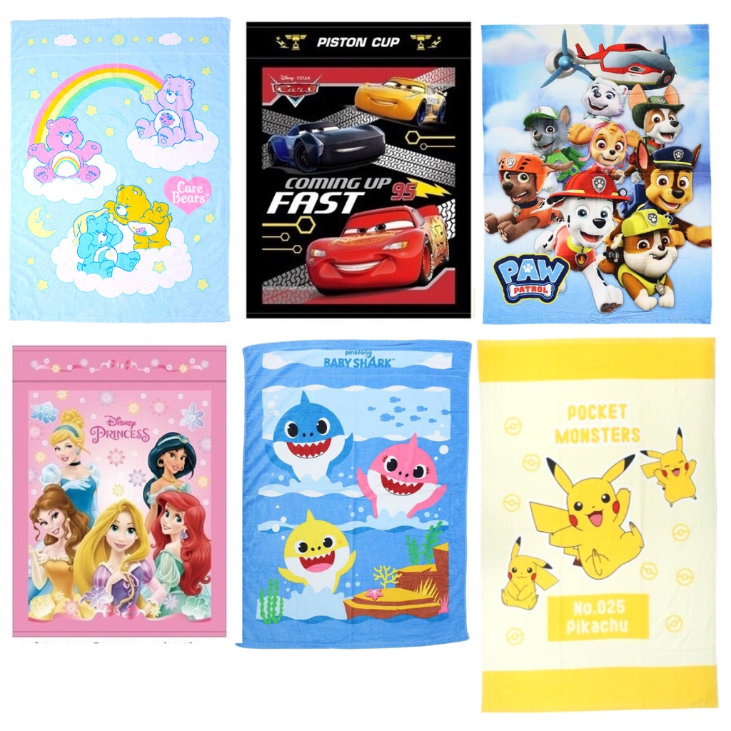 [มี 24 แบบ‼] ผ้าห่มเด็ก 85x115 cm ลายการ์ตูน ผ้าขนหนู summer blanket ลายเจ้าหญิง หมีพูห์ รถ