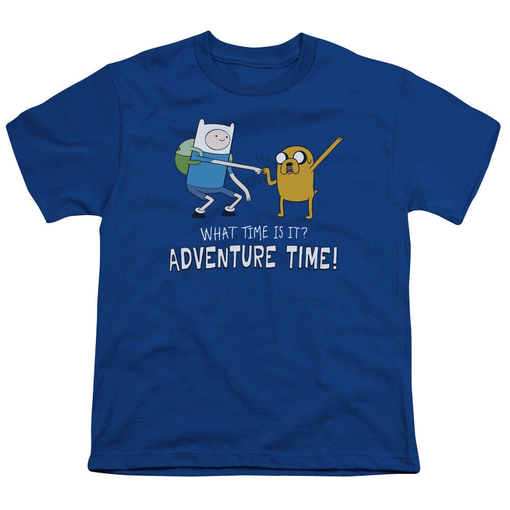 [S-5XL]เสื้อยืด พิมพ์ลายการ์ตูน Adventure Time Fist Bump สําหรับเด็ก สีฟ้า