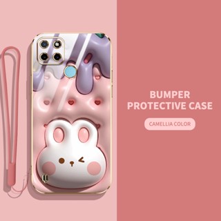 เคสโทรศัพท์มือถือ ลายสัตว์ และพืชน่ารัก 3D พร้อมสายคล้อง สําหรับ OPPO Realme C21 C21Y C25Y