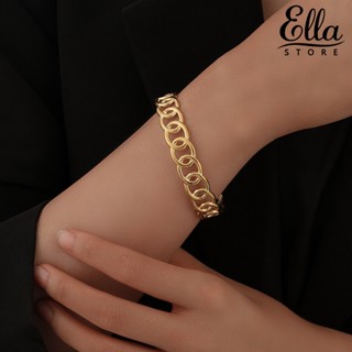 Ellastore123 กําไลข้อมือสเตนเลส รูปตัว C สไตล์ฝรั่งเศสย้อนยุค ของขวัญวันเกิด สําหรับผู้หญิง