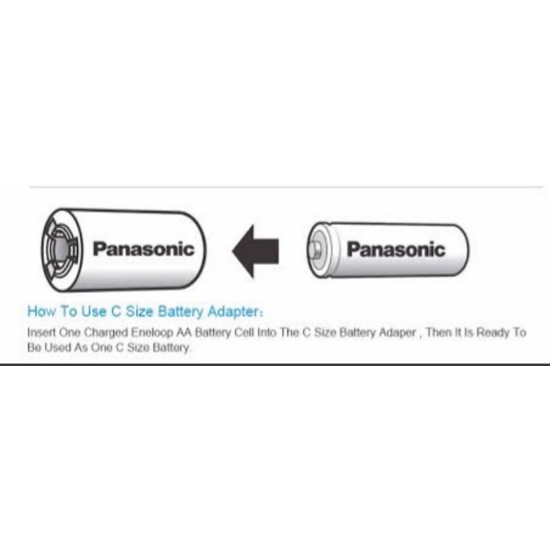 Panasonic Eneloop C Adaptor แปลงถ่านขนาด AA เป็น ขนาด C (ขนาดกลาง) จำนวน2ก้อน (สินค้าไม่รวมถ่านชาร์จ) ถ่าน