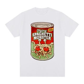 เสื้อยืดแขนสั้นเสื้อยืดผ้าฝ้าย 100% พิมพ์ลายดอกไม้ Flying Spaghetti Monsterism FSM แฟชั่นคู่รัก สําหรับผู้ชาย และผู้หญิง