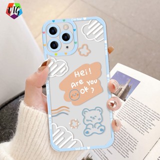 หมีสีฟ้า เคสโทรศัพท์ สำหรับไอโฟน 11 14 pro max 12 pro max 13 pro max 7 8 14 plus X XS Max SE2020 for เคสไอโฟน อ่อน