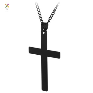 [[[[[[[[[[[[[[[[[[[[] Vintage Cross Pendant Necklace Stainless Steel Black Chain Pendant Necklace Men Necklace (60cm)