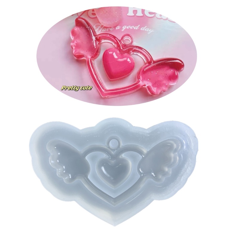 Siy แม่พิมพ์ทรายดูด รูปปีกหัวใจ 3D สําหรับทําเครื่องประดับ พวงกุญแจ DIY - รูปที่ 3