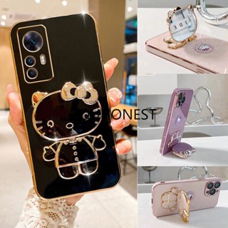 เคส Xiaomi 12 Lite เคส Xiaomi 12S Casing Xiaomi 12X Cover Xiaomi Civi 2 Cases Xiaomi Poco M4 Pro เคส Xiaomi Poco M5 Case Xiaomi Poco C40 Poco C31 Case Cute Anime Cartoon Vanity Mirror Hello Kitty Holder Phone Case With Metal Sheet TK โทรศัพท์มือถือ