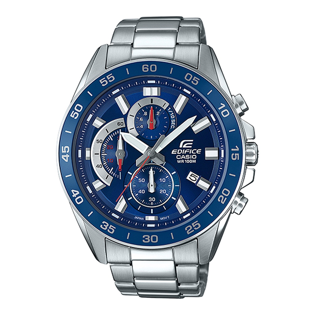 CASIO EDIFICE นาฬิกาข้อมือ นาฬิกากันน้ำ นาฬิกาของแท้ ประกันศูนย์ CMG 1 ปี รุ่น EFV-550D-2A นาฬิกาสีเงิน