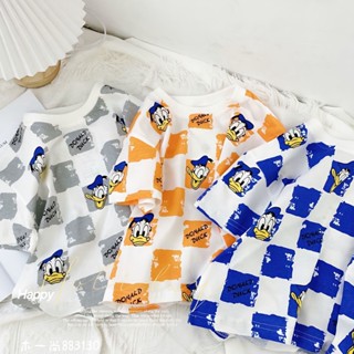 พร้อมส่ง เสื้อยืดแขนสั้นลําลอง คอกลม ผ้าฝ้ายแท้ ดูดซับเหงื่อ ระบายอากาศได้ดี พิมพ์ลายการ์ตูน สไตล์เกาหลี สําหรับเด็กผู้ชาย และเด็กผู้หญิง