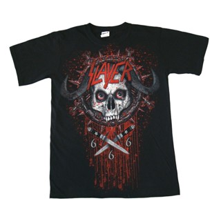 [S-5XL] เสื้อยืดลําลอง แขนสั้น พิมพ์ลายหัวกะโหลก SLAYER ขนาดเล็ก เข้ากับทุกการแต่งกาย สําหรับผู้ชาย 744205