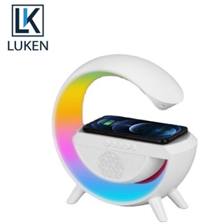 Luken ลําโพงบลูทูธไร้สาย ชาร์จโทรศัพท์ ไฟกลางคืน RGB สําหรับ Ip14 13 12 11 Samsung Xiaomi