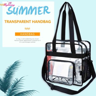 ✿ beginning ✿ PVC transparent jelly bag large capacity transparent bag black A#S ✿