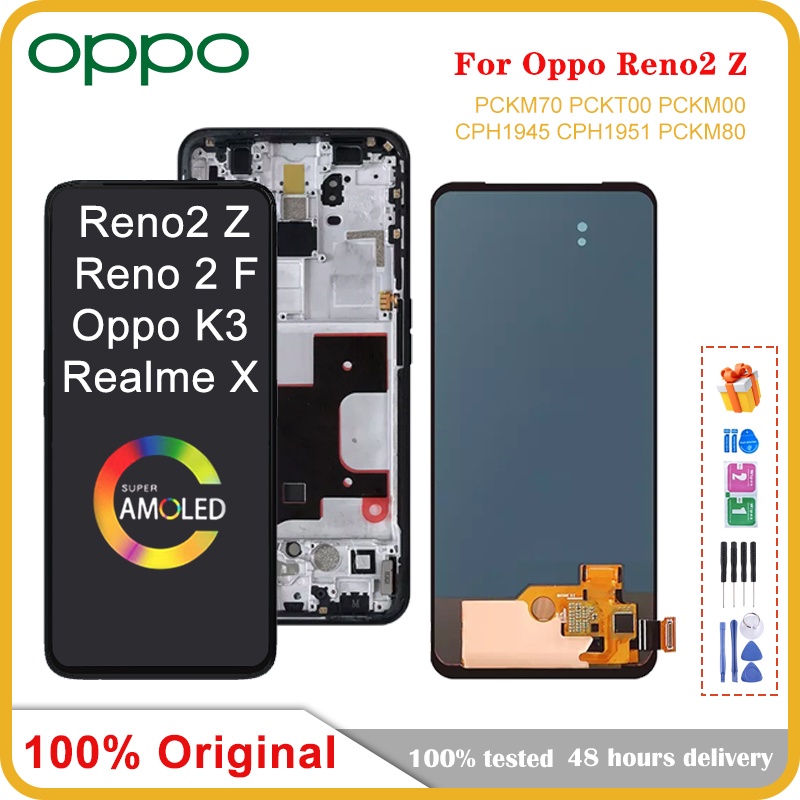 6.53 "; Super AMOLED สําหรับ Oppo Reno2 Z Reno 2Z 2 Z จอแสดงผล LCD หน้าจอสัมผัสแผง Digitizer Assembl