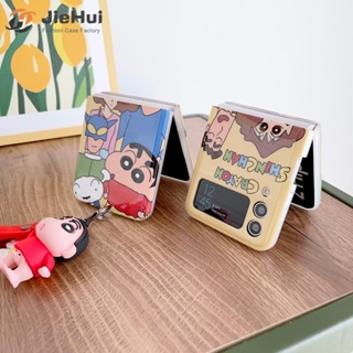 Jiehui ใหม่ เคสโทรศัพท์มือถือแฟชั่น ลายการ์ตูนชินจัง พร้อมจี้ห้อย สําหรับ Samsung Z Flip4 Z Flip3